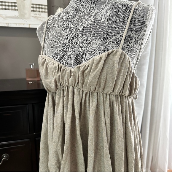 Free People Lacey Tunic Asymmetrical Babydoll Tank Tunic Beige Gray Size S - Picture 3 of 16